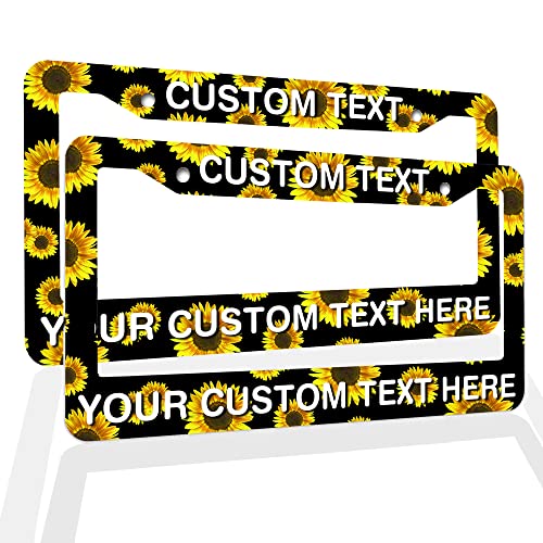Your Custom Text Plate Frame Custom Personalized Text License Plate Frame Custom Funny License Plate Holder Custom Funny License Plate Holder - Sunflowers - color: sunflowers, size: Two frames