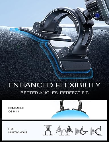 LISEN Magnetic Car Phone Mount for iPhone and Android with 6 Magnets and Adjustable Arch Design, Black