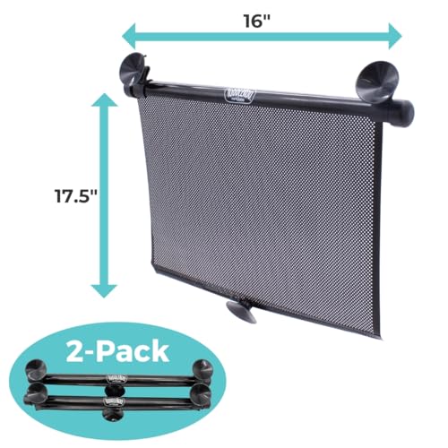 Toddleroo by North States - Extra Wide Car Window Shades for Baby: Car Shades for Side Windows - Retractable Pull-Down Roller - Black - 2-Pack