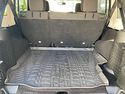 Cargo Liner - Trunk Mat for Jeep Wrangler 2007-2018 – Weather-Resistant Trunk Mats for Cars with Raised Lip – Non-Slip Car Trunk Mat Rubber – Easy to Install – Laser Pre-Cut Design