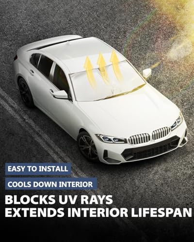 Retractable Windshield Sun Shade for car Windshield Sun Shade,99% UV Blocking,Long-Frequency and Short-Frequency Demand,Small(Sunshade 59.06"x27.56",Umbrella 55.12"x31.5") - size: Small
