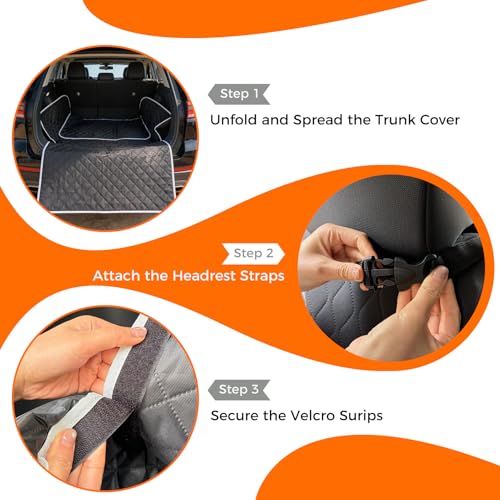 SUV Cargo Liner Dogs, Waterproof Dog Trunk Cover, Pet Cargo Mat SUV, Sedan & Van, Scratchproof Dog Seat Cover with Side Walls, Non-Slip Backing & Bumper Flap Protector, Large Size Universal Fit