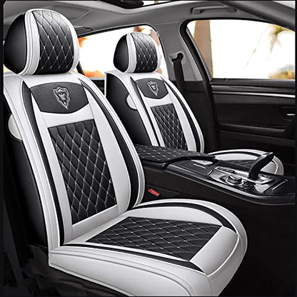 Car Seat Covers Front Seats, Super Luxurious Heavy Universal Duty Waterproof Leather Automotive Vehicle Cover for Cars SUV Pick-up Truck, Non-Slip Seat Black White Car Accessories (2 PCS Front/White) - color: 2 PCS Front/white