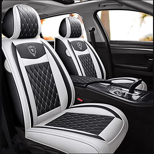 Car Seat Covers Front Seats, Super Luxurious Heavy Universal Duty Waterproof Leather Automotive Vehicle Cover for Cars SUV Pick-up Truck, Non-Slip Seat Black White Car Accessories (2 PCS Front/White) - color: 2 PCS Front/white