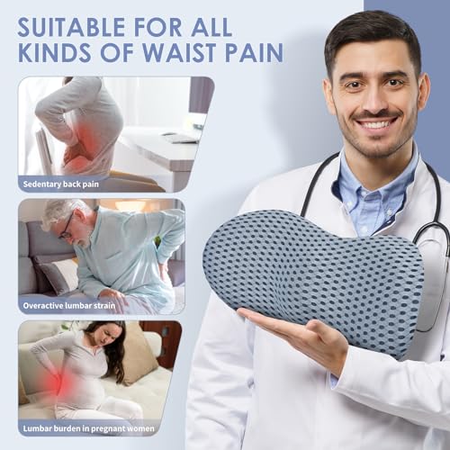kasney Lumbar Support Pillow, Back Pillow for Low Back Pain Relief, Ergonomic Streamline Car Seat, Office Chair, Recliner and Bed (Gray) - color: Gray