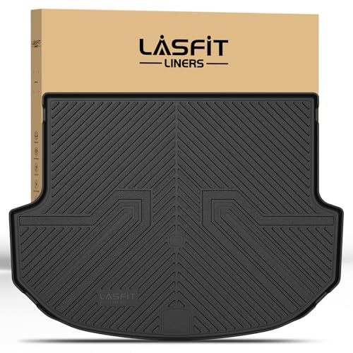LASFIT Cargo Mat for Hyundai Santa Fe Sport 2018 2017 2016 2015 2014 2013, All Weather TPE Custom Fit Car Trunk Mats Cargo Liners Accessoires for Santa Fe Sport 2013-2018, Black - size: 2)For Hyundai Santa Fe Sport | 2013-2018 | Cargo