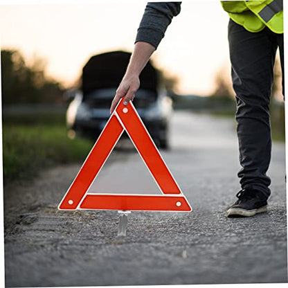 2pcs Auto Folding Safety Warning Sign Compact Roadside Emergency Reflective Triangle for Vehicle Maintenance Roadside Assistance and Construction Use