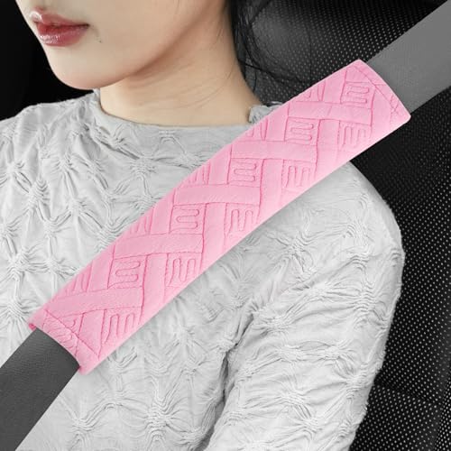 JUSTTOP 2-Pack Universal Car Shoulder Strap Pads Cover for A More Comfortable Driving, Shoulder Strap Covers Harness Pad for Car Interior Accessories(Cherry Blossom Pink) - color: Cherry Blossom Pink