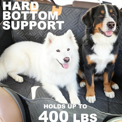 Dog Car Seat Cover, 600D Heavy Duty Waterproof Pet Back Seat Extender with Hard Bottom, Nonslip Scratch Proof Dog Hammock, Machine Washable Car Protector for Cars Trucks SUVs - color: Black
