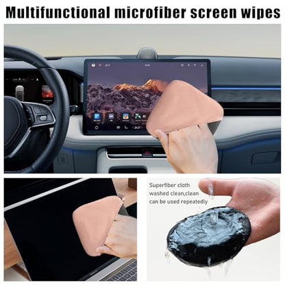 Ohleats Car Screen Cleaner, Microfiber Auto Screen Cleaning Pad, Foldable Touch Screen Cleaner Cloth for Vehicle Dashboard LCD Display, Interior Car Accessories - color: Pink&Gray,1Pcs