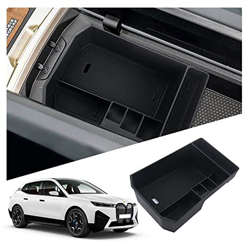 Ruiya 2026 BMW iX Center Console Organizer for BMW iX 2026 Accessories ABS Material Armrest Console Glove Tray Compatible with 2022 2023 2024 2025 2026 BMW iX xDrive50/xDrive40/M60 - color: BMW iX
