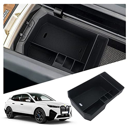 Ruiya 2026 BMW iX Center Console Organizer for BMW iX 2026 Accessories ABS Material Armrest Console Glove Tray Compatible with 2022 2023 2024 2025 2026 BMW iX xDrive50/xDrive40/M60 - color: BMW iX