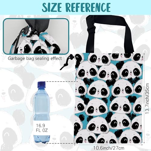 Car Garbage Bag Cute Panda Hanging Canvas Car Trash Bag Waterproof Drawstring Car Back Seat Organizer for Car Back Front Seat Console with Adjustable Buckle - color: Cute Panda