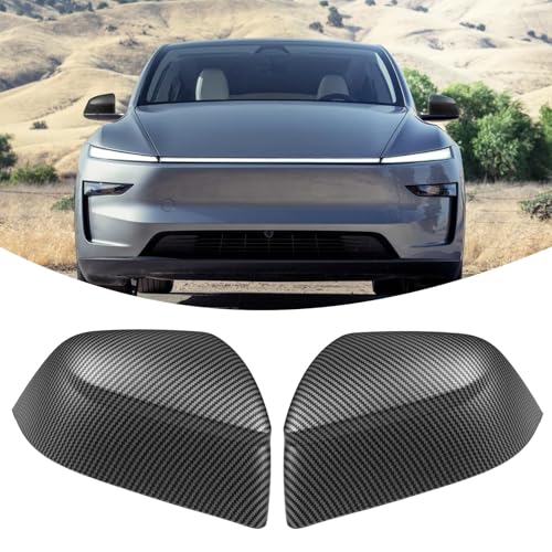 Compatible with Tesla Model Y Juniper Mirror Guard Covers 2025 2026, 2PCS Left & Right Side Rearview Mirror Protector Cap for Tesla Model Y Juniper Accessories (Matt Carbon Fiber Pattern) - color: Matt Carbon