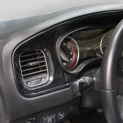 crosselec Carbon Fiber Center Consoles Dashboard Instrument Gauge Cluster Dash Air Vent Panel Kit Cover Trim Garnish Bezel for for Dodge Charger 2015-2023 (Black Carbon Fiber) - color: black carbon fiber