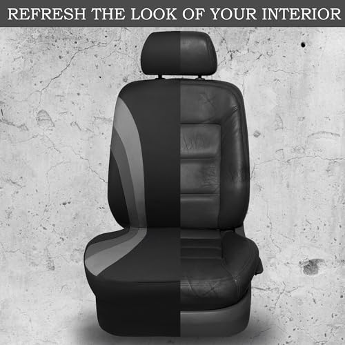 CAR PASS Line Rider Sporty Front Seat Covers,Gray Car Seat Covers Two Front Seats Only, Airbag Compatible,Universal Fit Sedans,Cars,Vans,SUV,Truck(Black and Gray) - color: Black and Gray, size: Two Front Seat