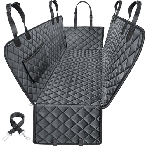 URPOWER Dog Car Seat Cover for Pets 100% Waterproof Seat Cover Hammock 600D Heavy Duty Scratch Proof Nonslip Durable Soft Back Seat Covers for Cars Trucks and SUVs - color: All Black, size: Standard - 54" Length