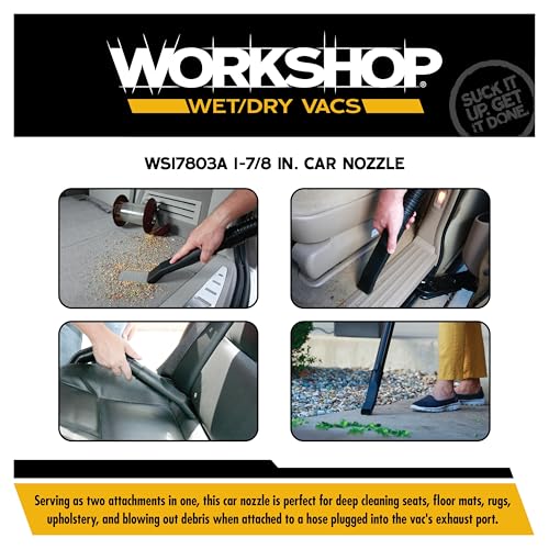 WORKSHOP Wet/Dry Vacs Shop Vacuum Accessories WS17803A Car Nozzle Attachment for Wet Dry Vacuum Cleaners, Fits 1-7/8-inch Extension Wands and Hoses - size: 1-7/8"