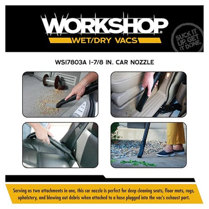 WORKSHOP Wet/Dry Vacs Shop Vacuum Accessories WS17803A Car Nozzle Attachment for Wet Dry Vacuum Cleaners, Fits 1-7/8-inch Extension Wands and Hoses - size: 1-7/8"