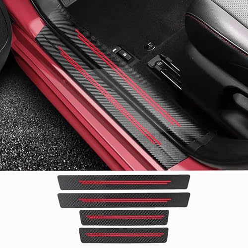 Door sill Protector, Door sill Scratch Protection (for All car Models) Door sill Protector（4PC red） - color: Red-4pc