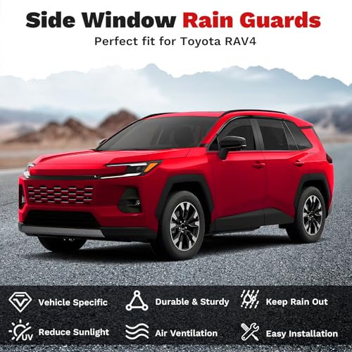 Canvcle Window Visors Rain Guards for 2026 2027 Toyota RAV4 Accessories, Outside-Mount Tape-On Side Window Wind Deflectors Vent Visors Shades Rainproof 6PCS, 2026 2027 RAV4 Rain - size: Toyota Rav4 2026-present