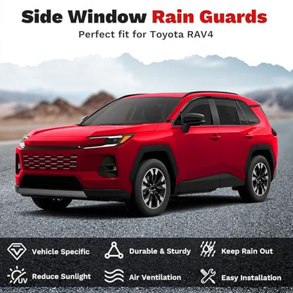 Canvcle Window Visors Rain Guards for 2026 2027 Toyota RAV4 Accessories, Outside-Mount Tape-On Side Window Wind Deflectors Vent Visors Shades Rainproof 6PCS, 2026 2027 RAV4 Rain - size: Toyota Rav4 2026-present