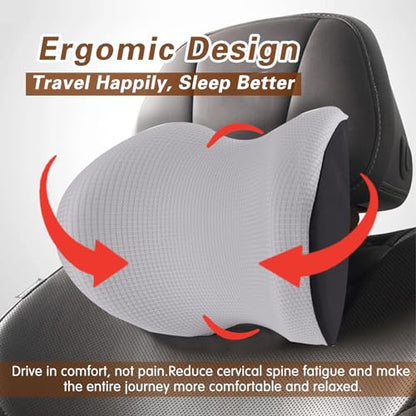 SPRFUFLY Cozy Car Headrest Pillow, Car Pillow for Driving with Adjustable Strap, Breathable Removable Cover & Ergonomic Design - Softness Travel Car Neck Pillow(Moonlight Silver, 1PC) - color: Silver