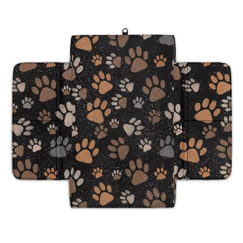 Car Center Console Cover,Colorful Dog Paws Polyester Fabric Car Arm Rest Cover with 4 Storage Bags for Car Storage Box Auto Interior Accessories Protector for Most Vehicle - color: Colorful Dog Paws