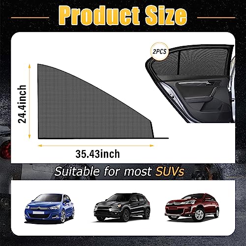 Kewucn 2 Pack Car Window Shades, Sun Rays Blocker & UV Protection for Baby Family Pet, Breathable Mesh Auto Window Covers, Elasticized Universal Window Screens for Most Cars (SUV Front 35.4''×24.4'') - size: Large SUV Front Seat