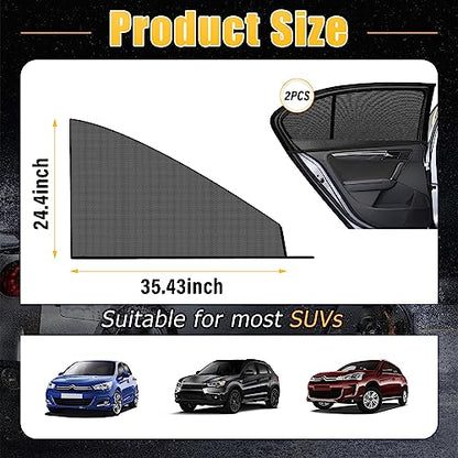 Kewucn 2 Pack Car Window Shades, Sun Rays Blocker & UV Protection for Baby Family Pet, Breathable Mesh Auto Window Covers, Elasticized Universal Window Screens for Most Cars (SUV Front 35.4''×24.4'') - size: Large SUV Front Seat
