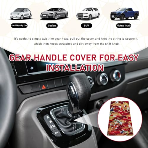 Car Shift Boot Cover, Stitch Ancient Japanese Antiquity Element Shift Knob Boot, Japanese Style Shifter Shift Knob Dust Cover, Universal Car Accessories (Koi Red) - color: Koi Red