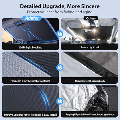 Upgraded Windshield Sun Shade for Tacoma, Pick-ups, Sedans & SUVs[Nano Ice-Crystal Cooling, 99.9% Sun Protection] Foldable Sunshade with Storage Bag, Car Accessories, S (59 x 29 in) - size: S | 59"L x 29"W