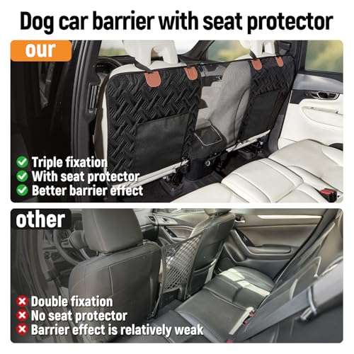 Dog Car Barrier,Dog Net for Car Divider,Pet Barrier with Mesh Organizer,Universal for Car,SUV,Truck - size: Large