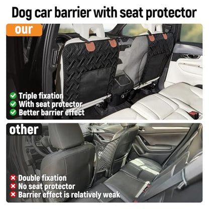 Dog Car Barrier,Dog Net for Car Divider,Pet Barrier with Mesh Organizer,Universal for Car,SUV,Truck - size: Large