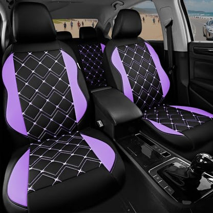 Road Comforts Seat Covers, Premium Leather Car Seat Covers Full Set for Women Girls,Airbag Compatible, Automotive Seat Covers Universal Fit Most Cars,Vans,Truck,SUV - color: Purple Full Set
