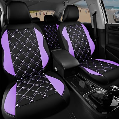Road Comforts Seat Covers, Premium Leather Car Seat Covers Full Set for Women Girls,Airbag Compatible, Automotive Seat Covers Universal Fit Most Cars,Vans,Truck,SUV - color: Purple Full Set