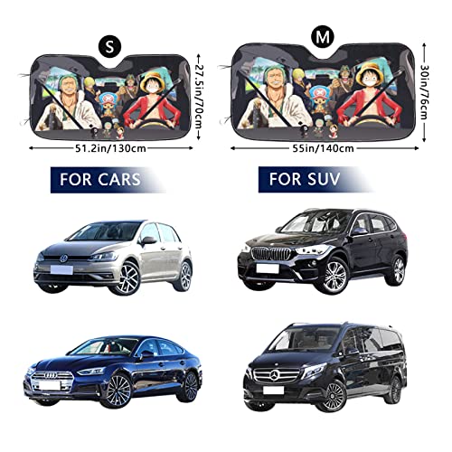 Anime Foldable Car Windshield Sun Shades Universal Fit 51.2" X 27.5"Keep Your Vehicle Cool, Uv Sun and Heat Reflector Car Truck SUV-S - color: Anime 3