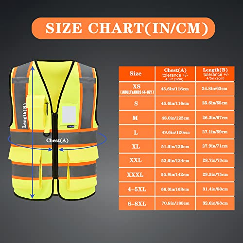 AYKRM Custom Logo Personalised Printed High Visibility Reflective 2 two tone work construction Safety Vest - color: Yellow, size: 8X-Large