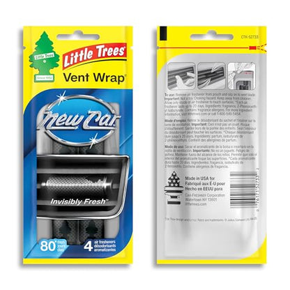 LITTLE TREES Car Air Freshener | Vent Wrap Provides Long Lasting Scent, Invisibly Fresh | New Car Scent, 16 Air Fresheners - color: New Car Scent