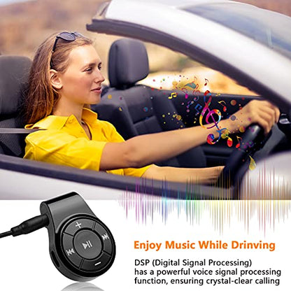 Bluetooth Receiver/Car Kit, Bluebyte Clip Wireless Audio Receiver for Headphones car Audio,Wireless Adapter Support Hands-Free Calling,Bluetooth 5.0 Low Latency for Music(Glossy Black).