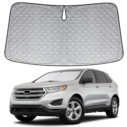 6 Layers Custom Fit Windshield Sun Shade for 2015-2024 Ford Edge, Foldable Car Sunshade with Storage Bag, Heat Reflective & UV Protection - size: 2015-2024 Ford Edge