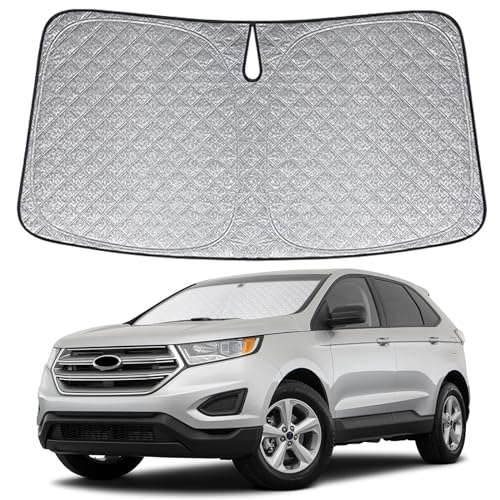 6 Layers Custom Fit Windshield Sun Shade for 2015-2024 Ford Edge, Foldable Car Sunshade with Storage Bag, Heat Reflective & UV Protection - size: 2015-2024 Ford Edge