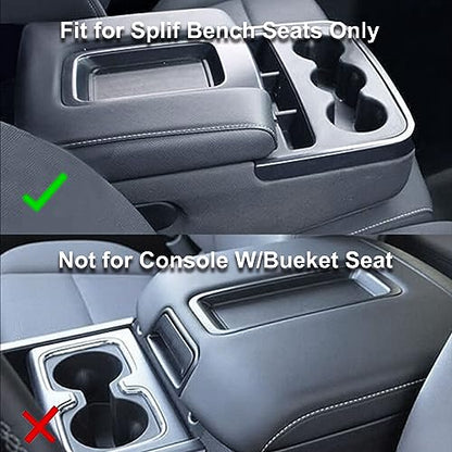 SecosAutoparts Dark Gray Center Console Lid Armrest Cover Leather Replacement Compatible with Chevy Silverado 2014-2018 Compatible with GMC Sierra 2014 2015 2016 2017 2018 Only Leather Part - color: Dark Gray Leather & Gray Stitch