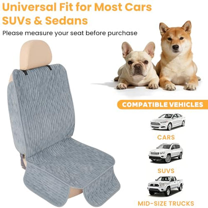 Dog Car Seat Cover for Front or Back Seat, Soft Flannel Pet Car Seat Protector with Waterproof Layer, Non-Slip Washable Dog Car Bed Mat for Travel (Bluegrey Front Seat) - size: BlueGrey Front Seat