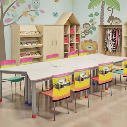 12 Pack Pencil Chair Pockets for Classroom 18.5'' x 19'' Preschool Seat Pockets Kindergarten Pencil Classroom Decor Elementary Back to School Teacher Chair Storage Organizer with Name Slot - style: Pencil