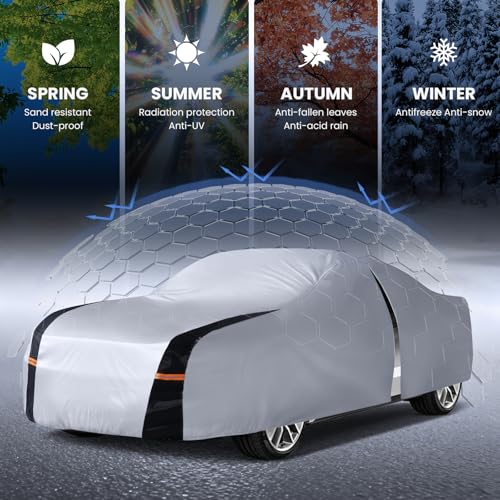 Small Car Cover 100% Waterproof All Weather, 10 Layers Outdoor Covers for Sports/Coupe -Custom Fit Acura Integra, Toyota 86, Subaru BRZ, Nissan 370Z, etc. Sun & Rain Protector. C2 (See Size Chart) - size: C2 Fit Coupe/Cabrio 165"-178" (See Size Chart)