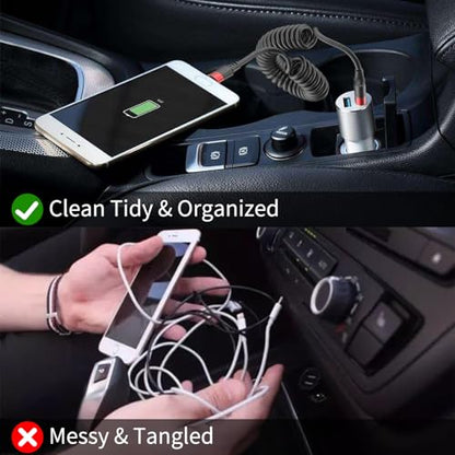 Coiled USB C to USB C Cable, 2 Pack 3FT USBC Car Charger Cord, USBC to USBC Coiled Cable Fast Charging for Carplay, iPhone 17/16/15 Plus/Pro Max, Samsung Galaxy S25 S24 S23, Pixel 10 9 - size: 3ft Usb C-c