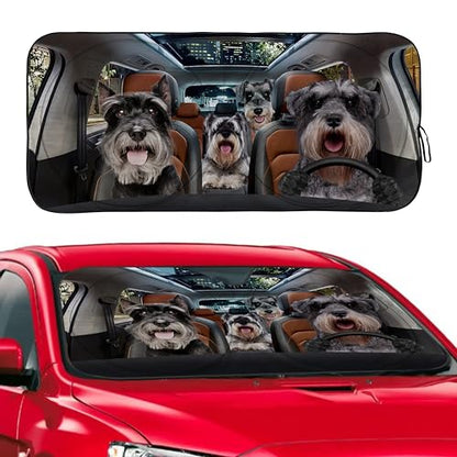 Schnauzer Dog Windshield Sunshade for Car SUV Truck Foldable Uv Ray Reflector Front Window Sun Shade Visor Shield Cover -59" X 31" - color: Schnauzer Dog