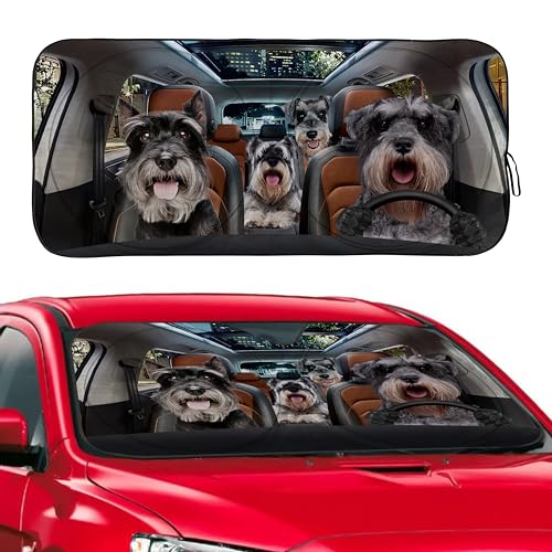 Schnauzer Dog Windshield Sunshade for Car SUV Truck Foldable Uv Ray Reflector Front Window Sun Shade Visor Shield Cover -59" X 31" - color: Schnauzer Dog