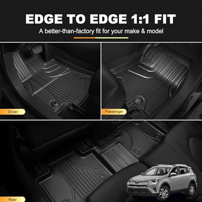 AOMSAZTO Floor Mats for Toyota RAV4 2013-2018 (Not for Hybrid) Full Set All Weather TPE Custom Fit Floor Mats for Toyota RAV4 1st & 2nd Row Car Mats Trunk Frunk Mat - style: 2013-2018 | For Toyota Rav4 | Full Set